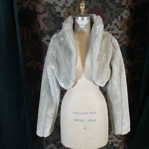 Silver vintage faux fur crop jacket